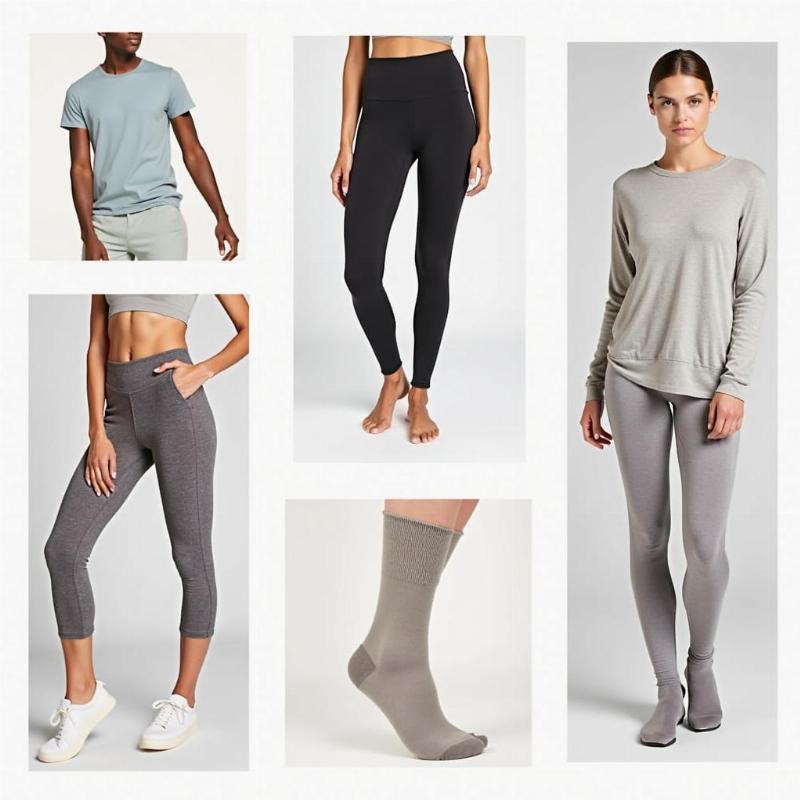 Các ứng dụng phổ biến của vải dệt kim trong may mặc như áo thun, đồ thể thao