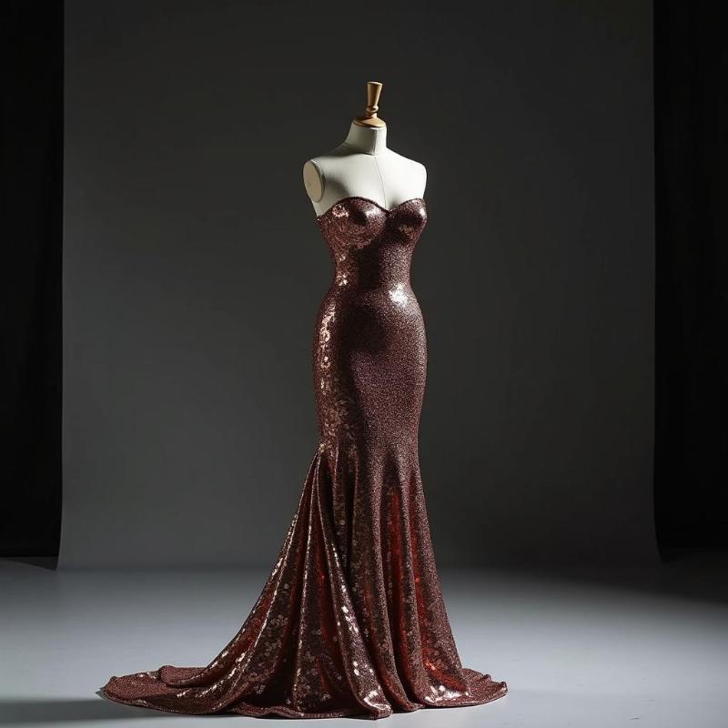 Ứng dụng vải kim sa trong thiết kế trang phục biểu diễn, đầm dạ hội nổi bật trên sân khấu.