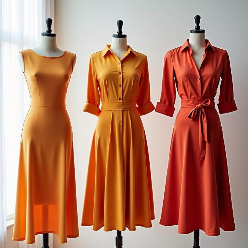 Trang phục ứng dụng vải mango: đầm, váy, áo blouse, đồng phục công sở mềm mại, ít nhăn.