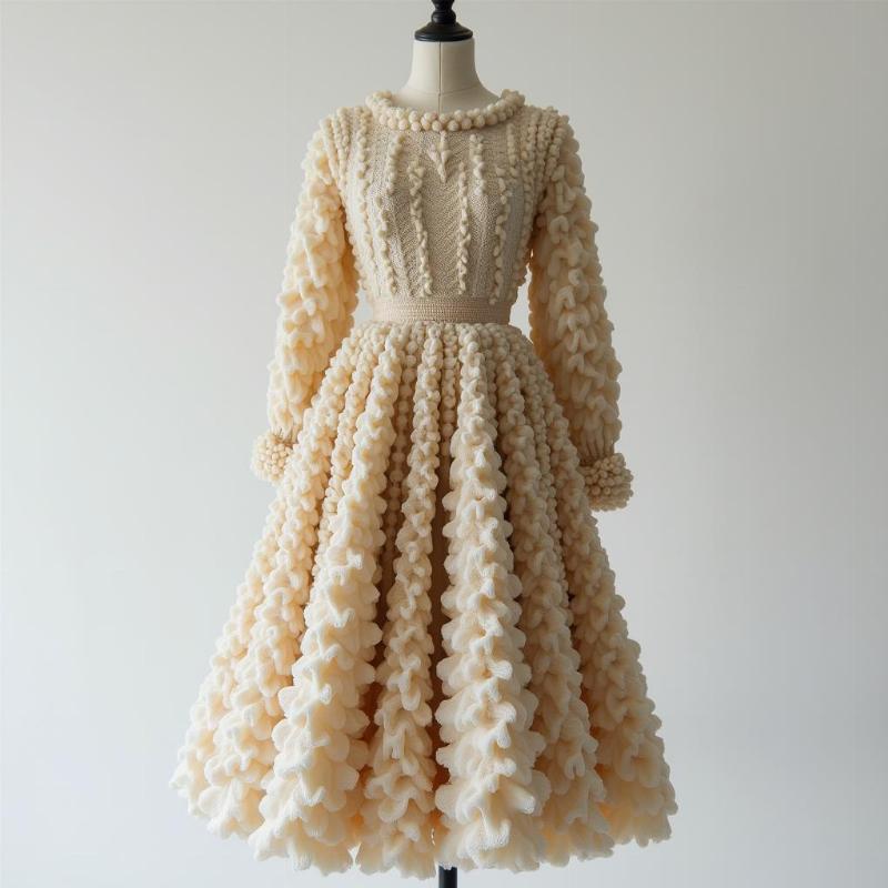 Vay dam thoi trang lam tu vai xop the hien su doc dao cua chat lieu