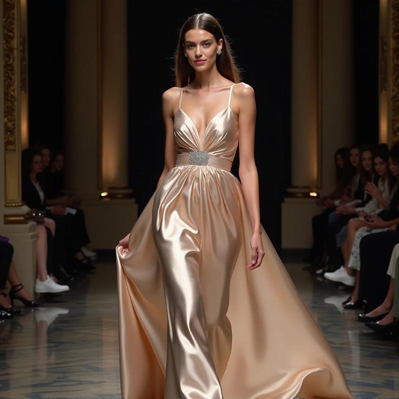 Vải satin được ứng dụng phổ biến trong may váy dạ hội và đồ cưới nhờ vẻ ngoài sang trọng, bóng bẩy.