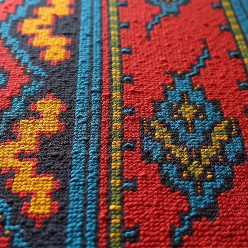 Vải thổ cẩm truyền thống với hoa văn dân tộc đặc trưng và màu sắc rực rỡ